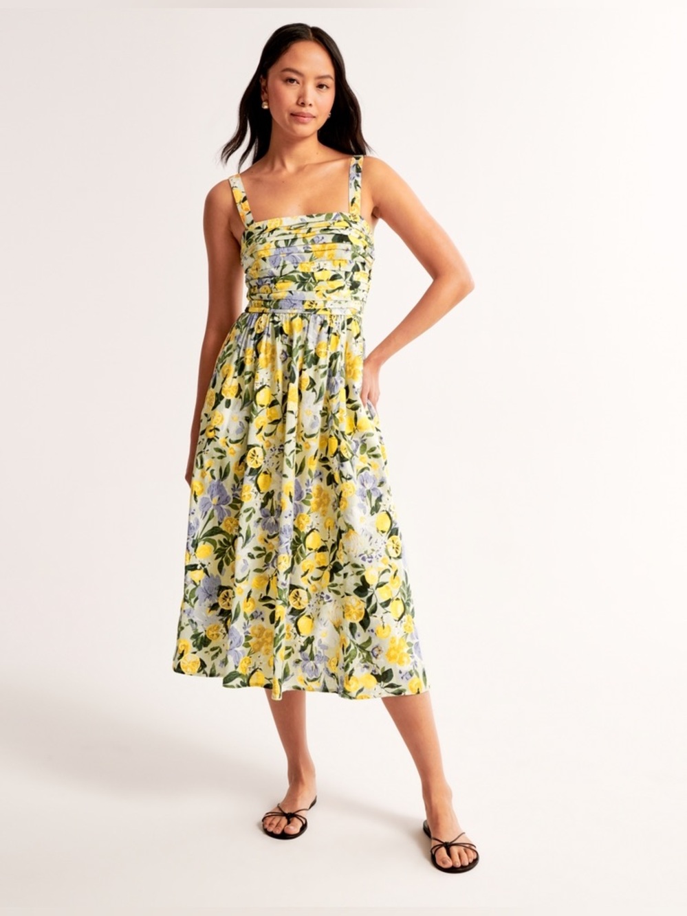 NWOT The A&F Emerson Linen-Blend Wide Strap Midi Dress
